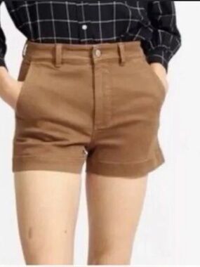 Everlane High-Waist Tan Cotton Shorts